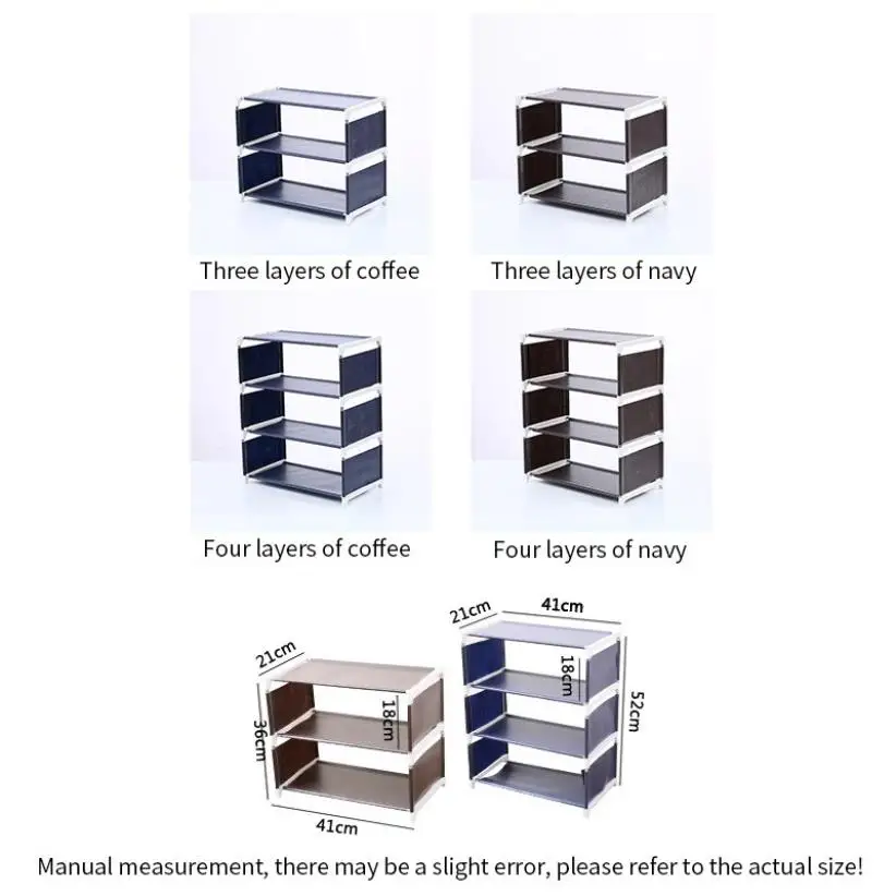 

3/4 Layer Non-woven Fabric Assembly Shoe Rack Solid Color Dustproof Shoe Storage Rack for Living Bedroom Storage Shelf