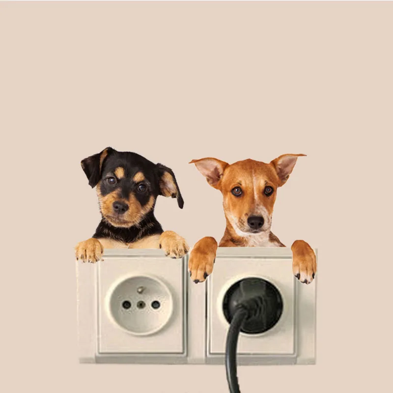 Съемные наклейки с выключателем 1 шт. милый маленький мультяшный Кот собака