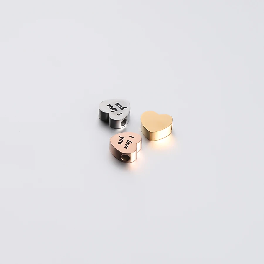 Бусины Semitree из нержавеющей стали с сердцем Я тебя люблю 5 шт.|Бусины| |