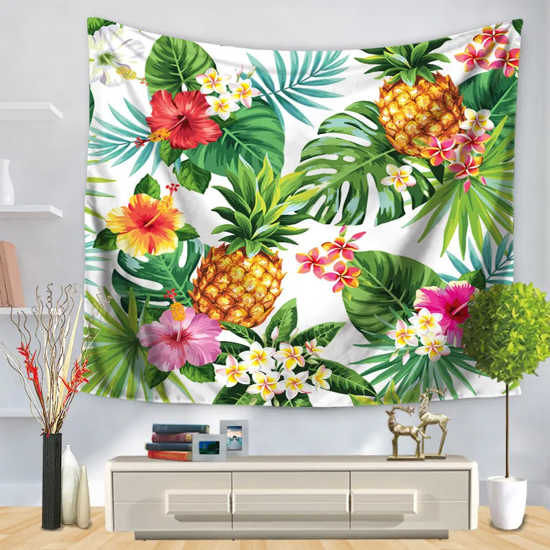 Гобелен в виде ананаса настенный декоративный коврик с тропическими фруктами