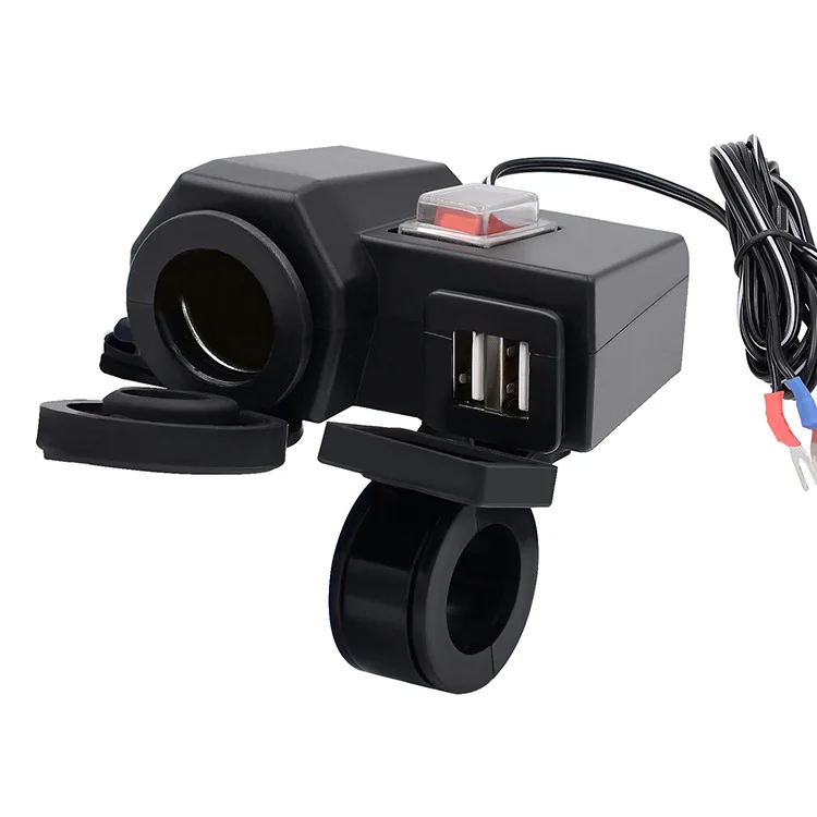 

Мотоцикл мобильный телефон зарядное устройство водонепроницаемый прикуриватель держатель + двойной USB1A2.1A универсальные модификации аксес...