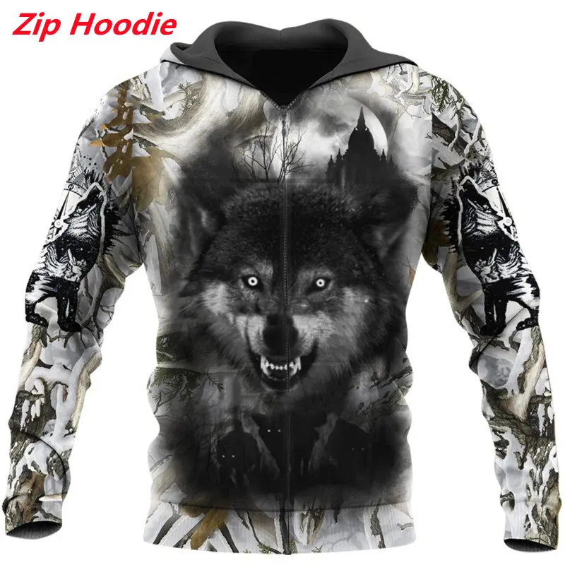 Толстовка мужская с длинным рукавом Модный свитшот 3d принтом волка пуловер на