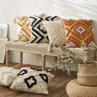 brown beige embroidery cushion cover tassels home decor pillow cover 45x45cm30x50cm geometric sofa pillowcase pillow sham