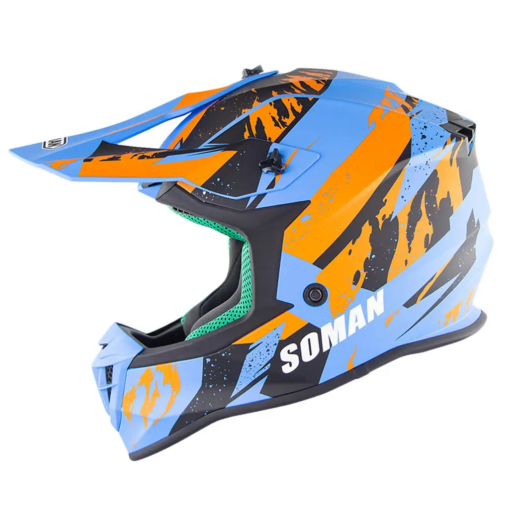 Motorcycle Full Face Helmet Motorbike Scooter Racing Modular Helmet Blue Durable ABS Plastic