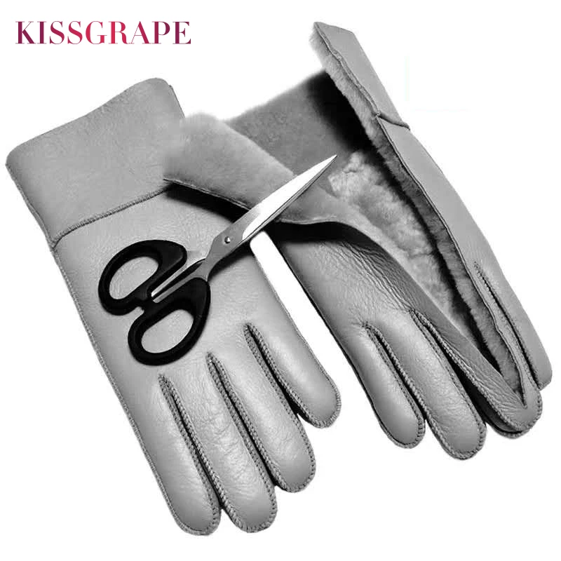 Перчатки женские зимние из натуральной овечьей шерсти водонепроницаемые