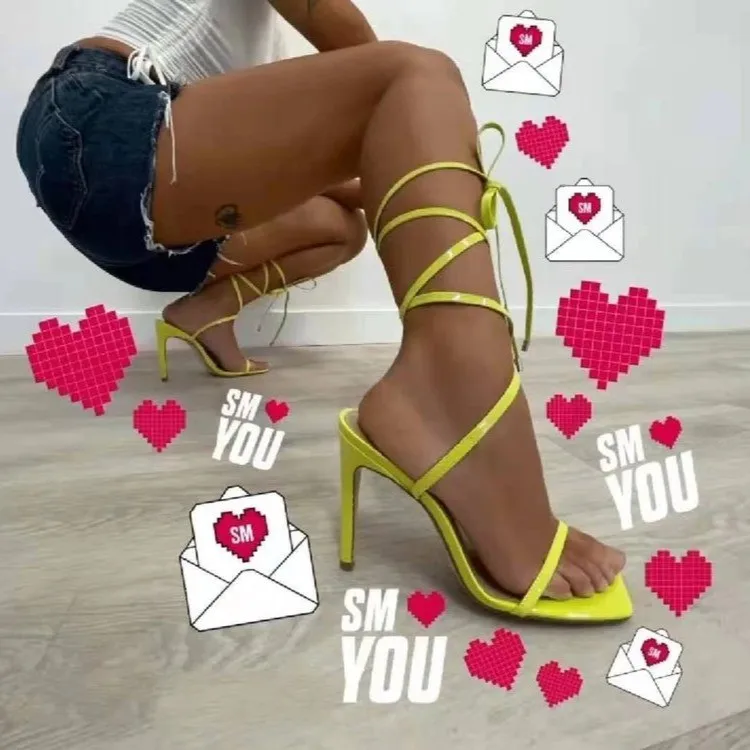 

Fashion Lady Summer Pumps New Sexy Gladiator Sandals Shoes Women Sexy High Heels Open Toe Sandal Stiletto Wedding Party Shoes