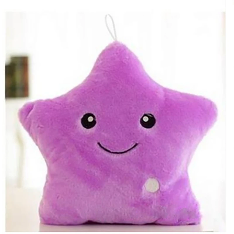 Светодиодная светящаяся подушка со звездами красочная мягкая милая улыбка