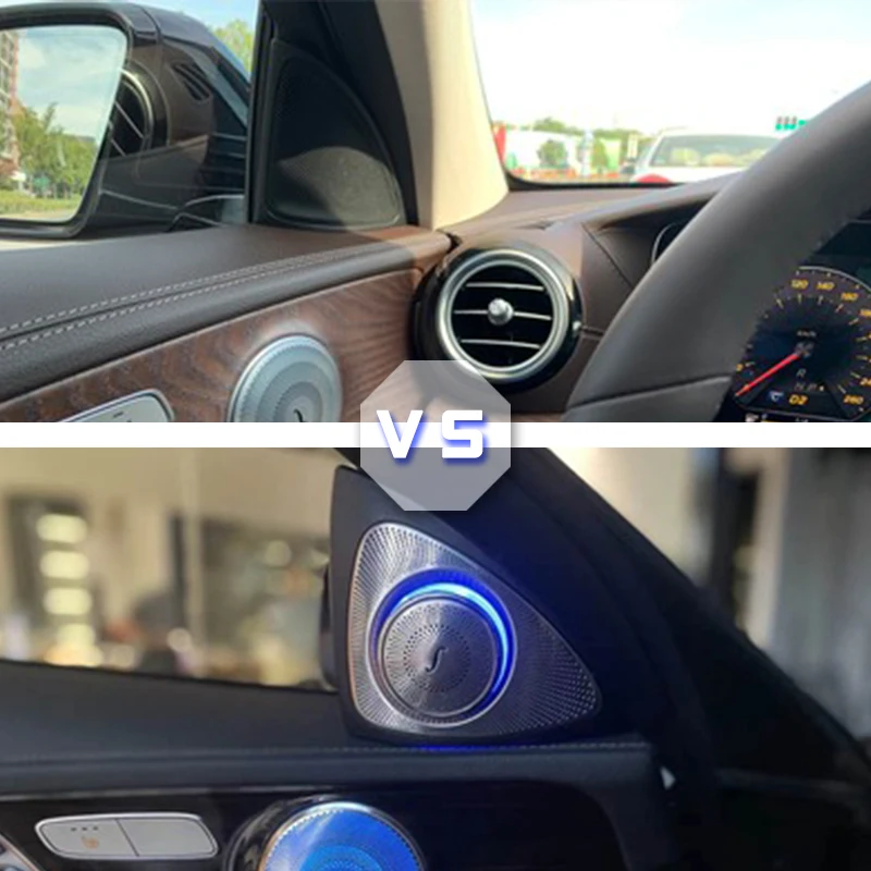 3D вращающийся светящийся твитер-динамик для Mercedes Benz W222 W205 W213 X253 GLC E S C, громкоговоритель с светодиодной подсветкой и звуковым тромбоном.