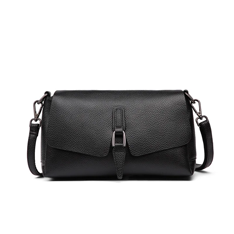 

New Luxury Genuine Real Leather Shoulder Bag Designer High Quality Black Crossbody Messenger Bag Daily Purses and Handbags 2021