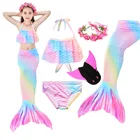 Купальный костюм для девочек с хвостом Русалочки, комплект для плавания с моноластами