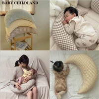 baby pillow newborn nursing pillows plaid cotton moon shape maternity breastfeeding pillow bedding cushion sofa throw pillow