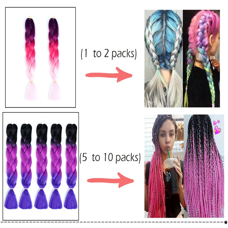 HOUYAN Омбре плетеные волосы для вязания кроше Джамбо цветные синие Синтетические