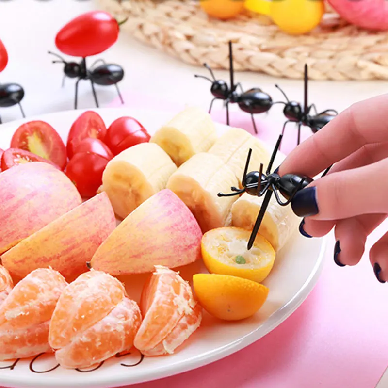 12 PCS Ants Food Fruit Picks decoration Ant Shape Forks Snack Cake Dessert Tableware for Home Kitchen Party Dinner Pick | Дом и сад