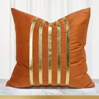 luxury cushion cover 45x45 orange gold stitching throw pillow cover home deco hotel livingroom cushion cover 50x50