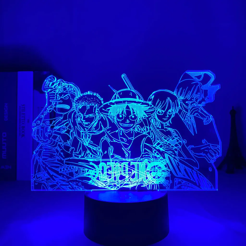 

Anime One Piece Group Led Night Light for Kids Bedroom Decor One Piece Team 3d Lamp Gift Cool Bedside Table Lamp