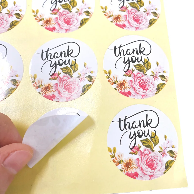 1200 шт./лот Симпатичные Круглые клейкие крафт-наклейки с надписью Thank you Flower DIY
