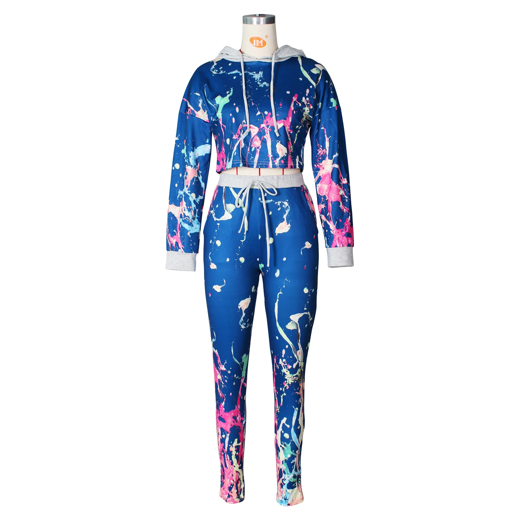

Autumn Women 2 Piece Set Tracksuit Tops And Pants Outfit Hooded Sweatshirt Women's Tie-dye Print Long-sleeved Matching Sets