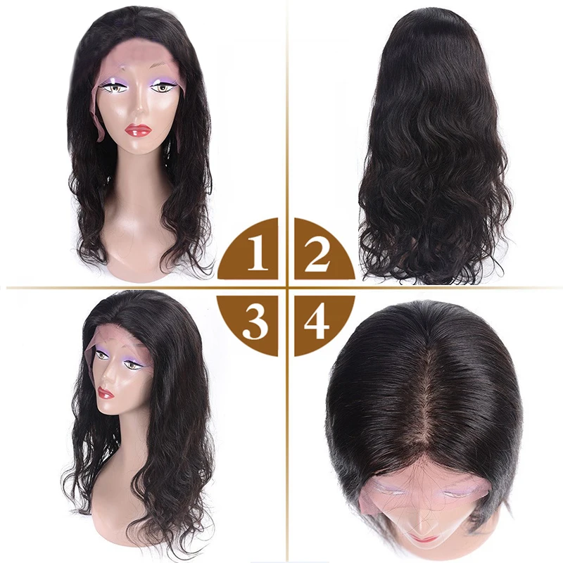 Шелковые передние парики человеческие волосы волнистые 13*4 кружевные для женщин
