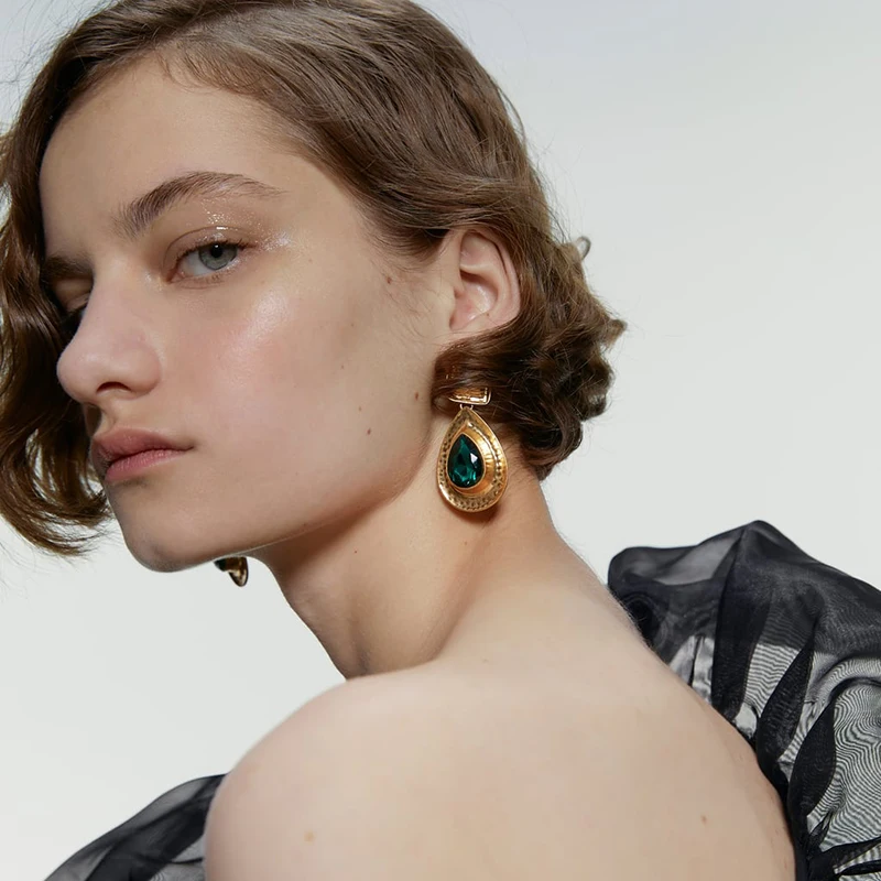 2019 ZA новые трендовые Кристальные висячие серьги женские свадебные массивные