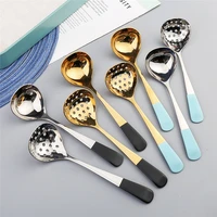 multicolor stainless steel family soup spoon creative thicken long handle hot pot scoop colander household kitchen accessories