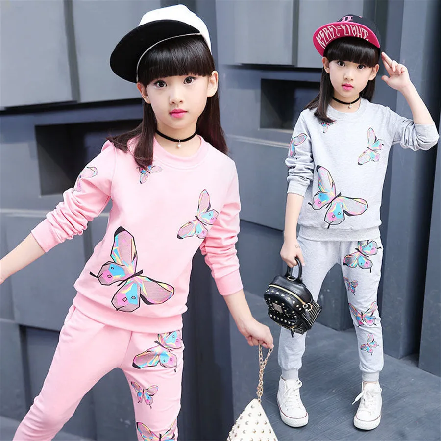 Girls Clothing Sets Autumn Winter Kids Long Sleeve Sweatshirts+Pants Suit Girl Outewear Children Clothes Set 5 7 8 9 10 12 Years | Мать и