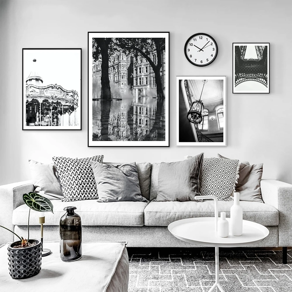 

Black White Landscape Art Canvas Painting Eifel Posters And Prints Scenery Wall Carouse Pictures For Living Room Modern Decor