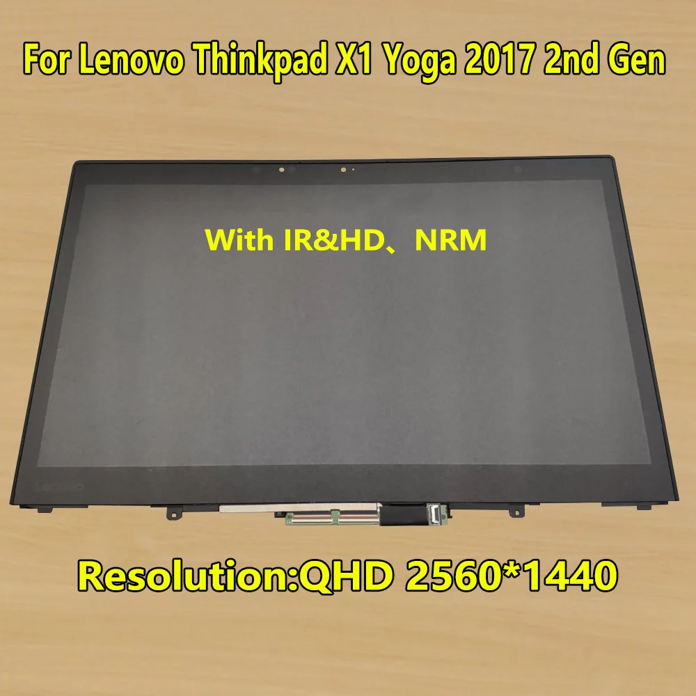 

New 14" 2560*1440 QHD B140qan01.3 For Lenovo X1 Yoga 2017 2nd Gen LCD Touch Screen Assembly FRU 01AY913
