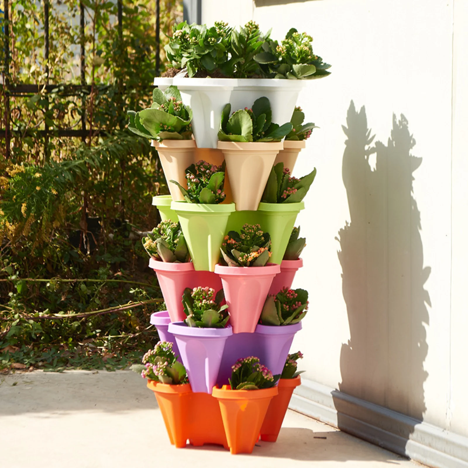 

5 Tier Stackable Herb Peppers Succulents Flower Vegetable Planter Vertical Garden Set Smart Planting Pots