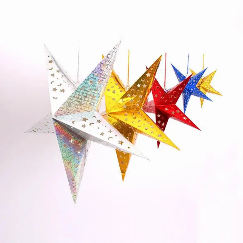 Лазерная бумажная Трехмерная пятиконечная звезда подвеска праздничное