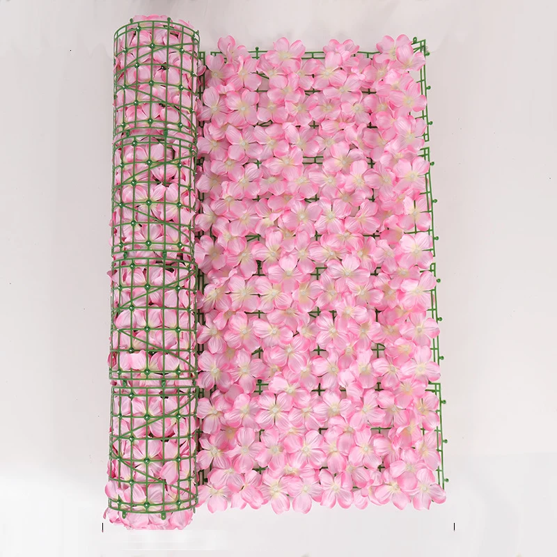 

0.5 x 3M Artificial Cherry Blossom Rose Flower Fence Wall Trellis Landscaping Fence Garden Backyard Balcony Privacy Fence Screen