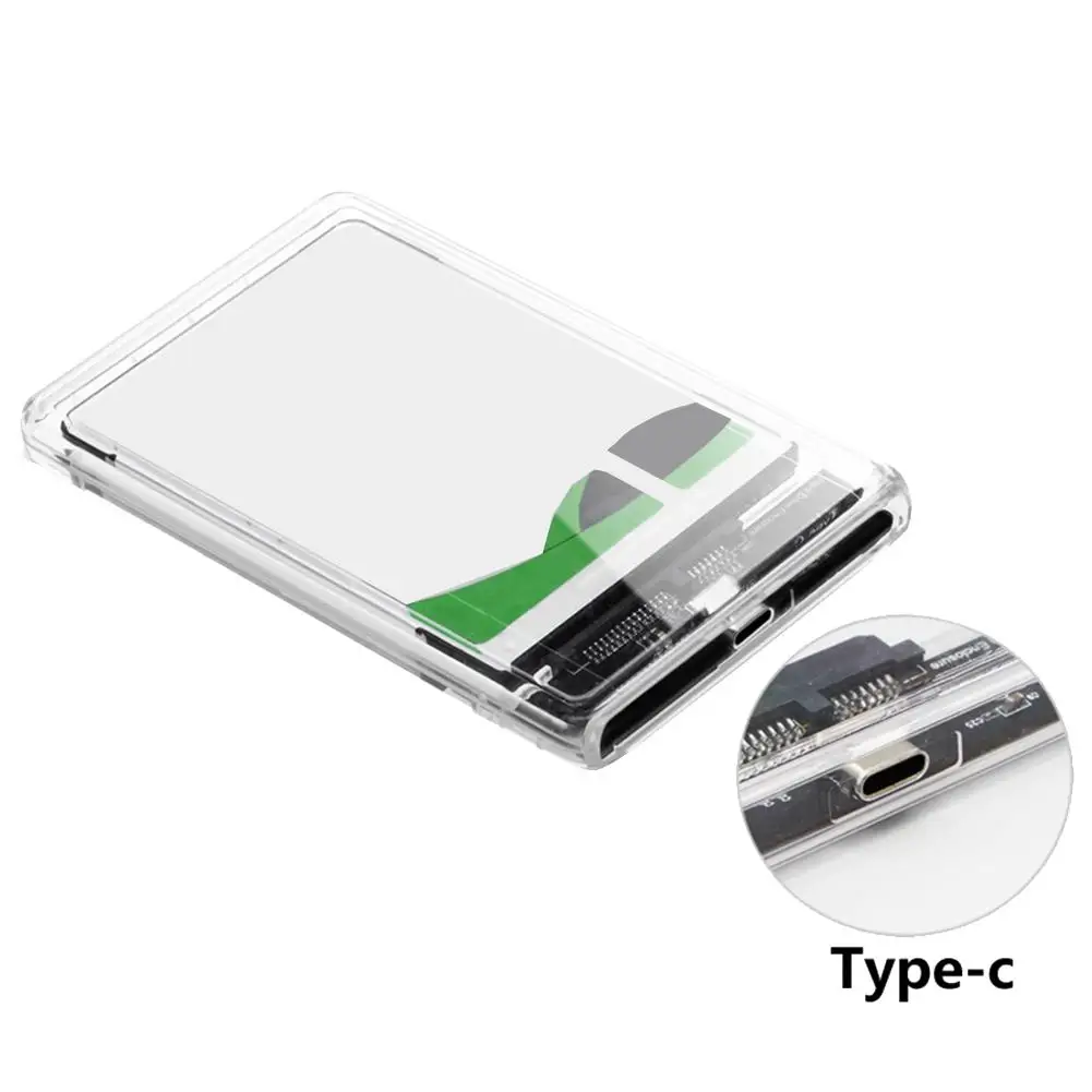 

Transparent HDD SSD Enclosure 10gbps USB Type-C to SATA 2.5 inch Hard Disk Mobile Case External Storage Accessories