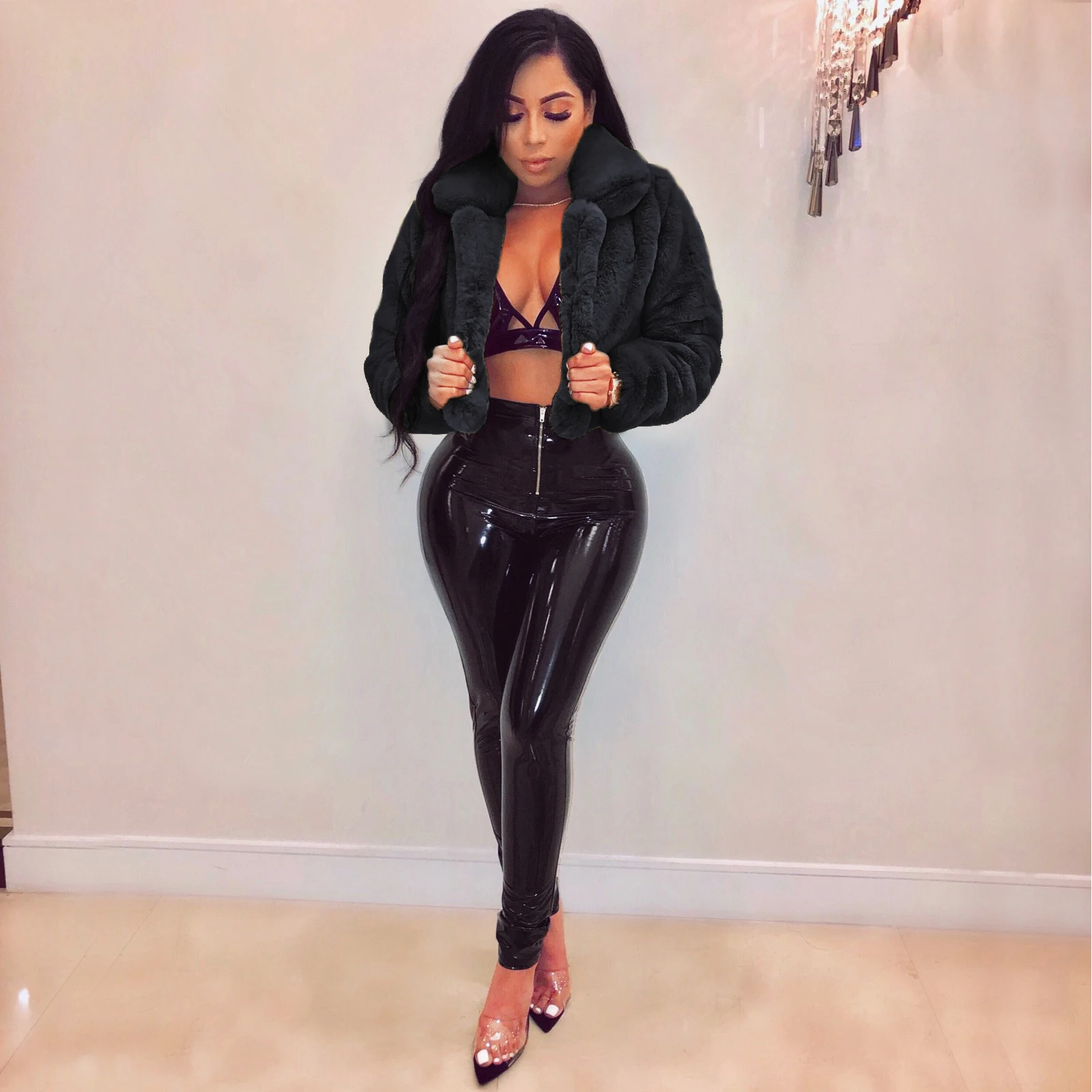 JRRY повседневная женская шуба из искусственного меха с длинным рукавом Меховая