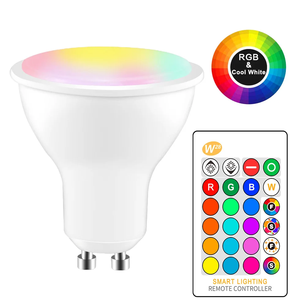 Диммируемая светодиодная RGB лампа 16 цветов 110 В 220 GU10 8 Вт точечный светильник GU 10