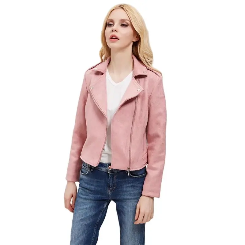 TMODA261 новые женские осенние Зимние Замшевые Куртки из искусственной кожи модные