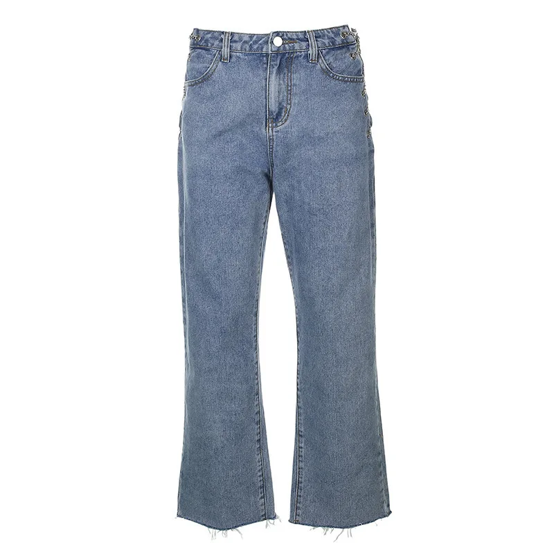 

Fashion Chain High Waist Jeans Wide Leg Pants Women Streetwear Harajuku Long Pant Loose