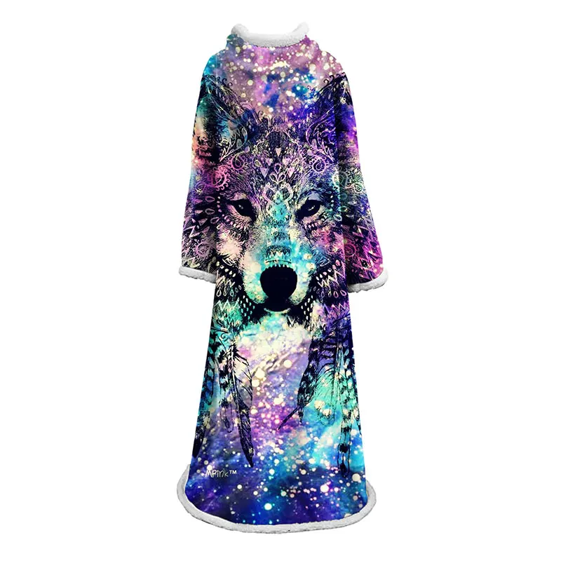 Новое мягкое теплое 3D одеяло для ленивых волков зимнее переносное плотное