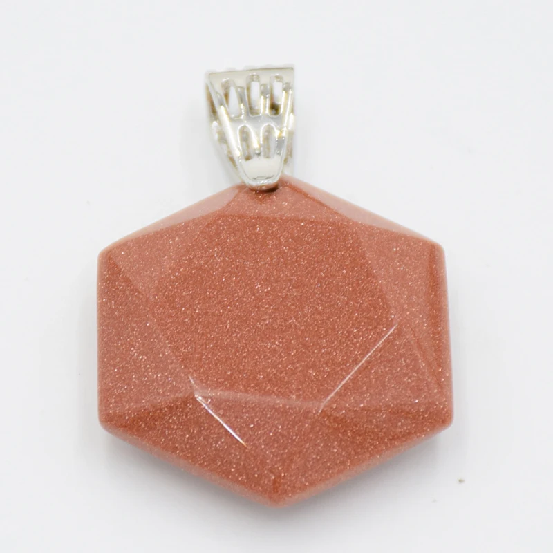 Модный кулон с синим песочным розовым кристаллом из натурального камня
