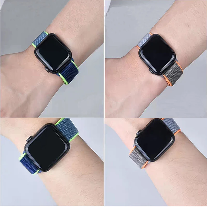 Nylon Loop Strap For Apple Watch band 44mm 40mm 42mm 38mm Smartwatch Belt correa belt Bracelet iWatch Series 4 5 SE 6 Watchband