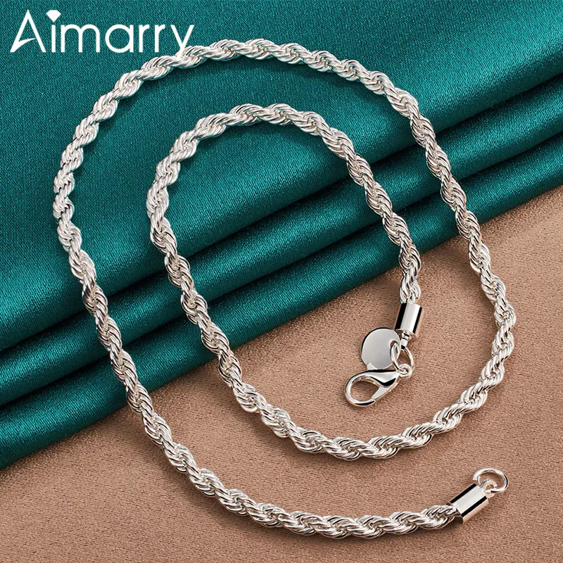 

Aimarry 925 Sterling Silver 16-24 Inch 4mm Twisted Rope Chain Necklace For Women Men Party Wedding Gift Fashion Jewellery