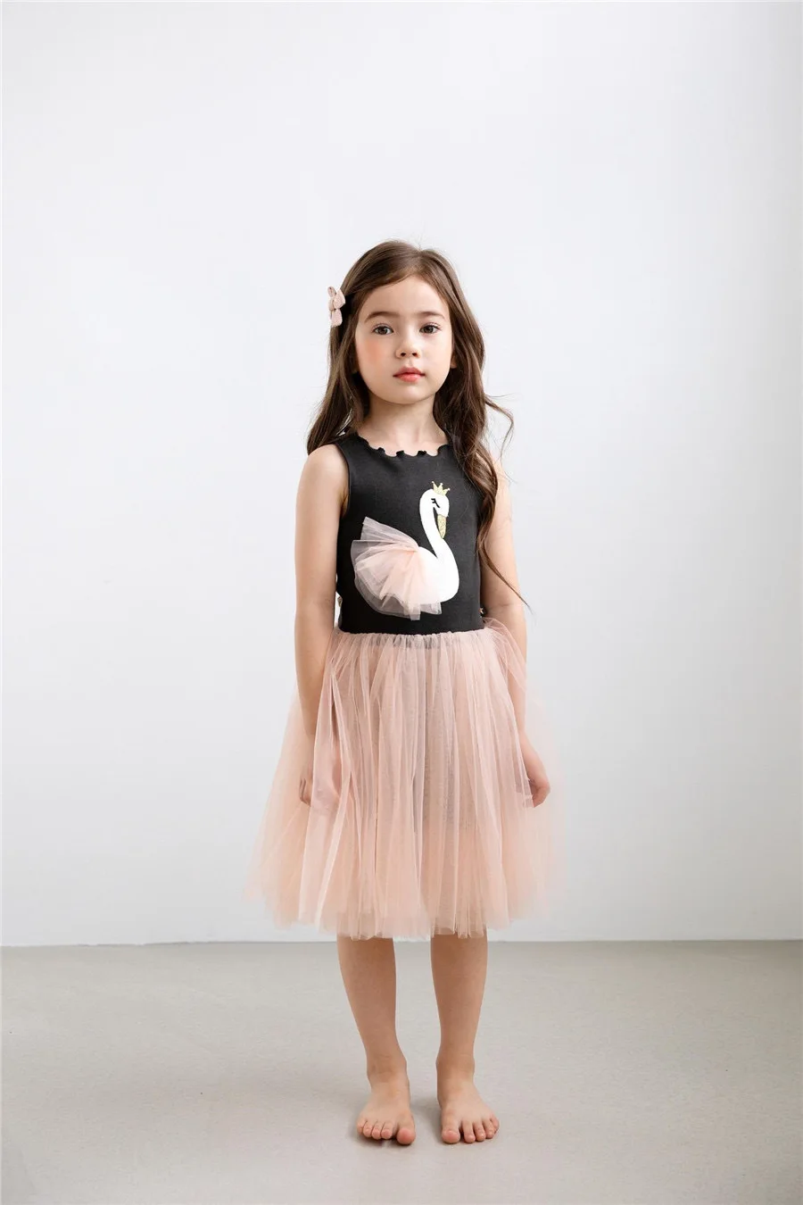 

Princess Tutu Dress kids dresses for girls dress elegant vestidos Baby Girl Clothing Knee-Length Patchwork Swan Elsa Dress