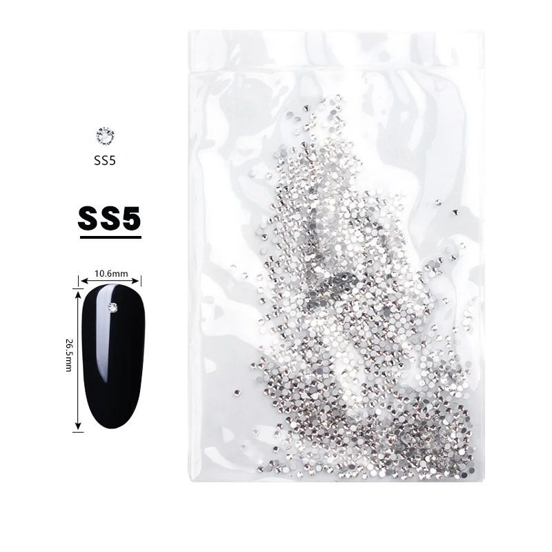 Swarovsky SS3-SS50 Flatback Clear Crystal Glass Nail Art Rhinestone Strass Mix Size Non Hot Fix Glue | Красота и здоровье