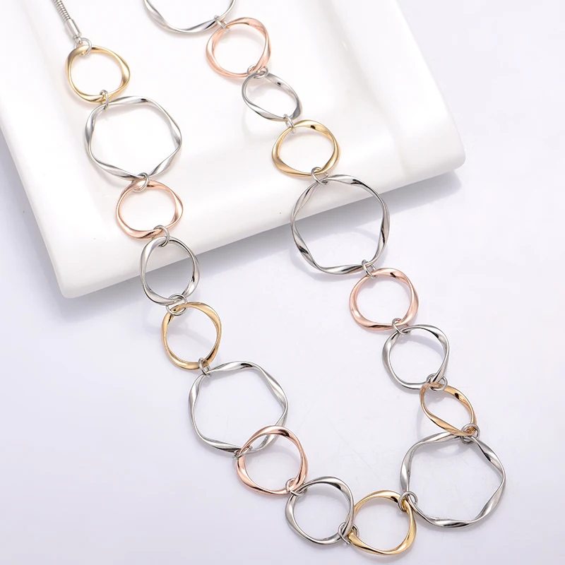 Ожерелье женское длинное простое с большим кольцом элегантное Очаровательное