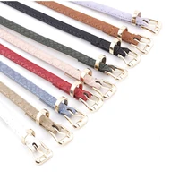 new women fashion metal buckle pin belt thin pu leather waistband for jeans trousers pants ladies dress corset clothes accessory