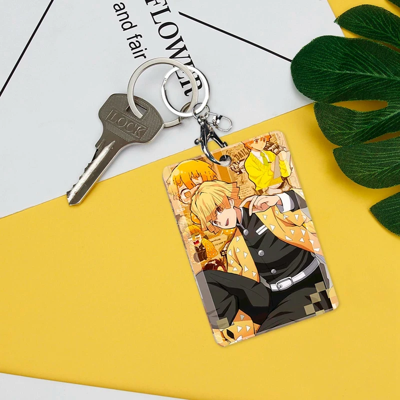 

Anime Ghost Slayer Card Holder Double-sided Pattern Pendant Keychain School Student Card Holder Keychain Gift