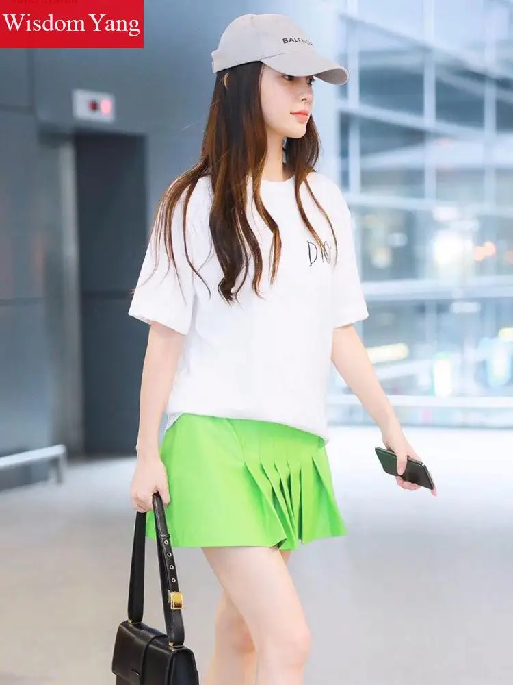 Осень овечья шкура высокого качества из натуральной кожи юбка с высокой талией