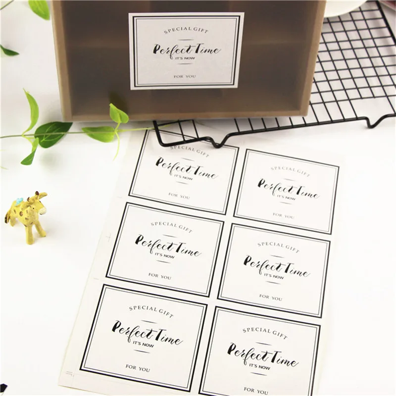 60 шт. = 10 листов новые черно белые идеальные временные наклейки этикетки