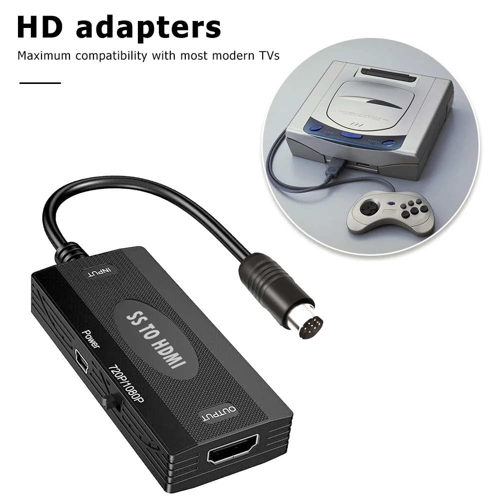 

Совместимый с SS HDMI преобразователь 4/3 соотношение сторон для игровых консолей Sega Saturn HD ТВ адаптер аксессуары с USB-кабелем