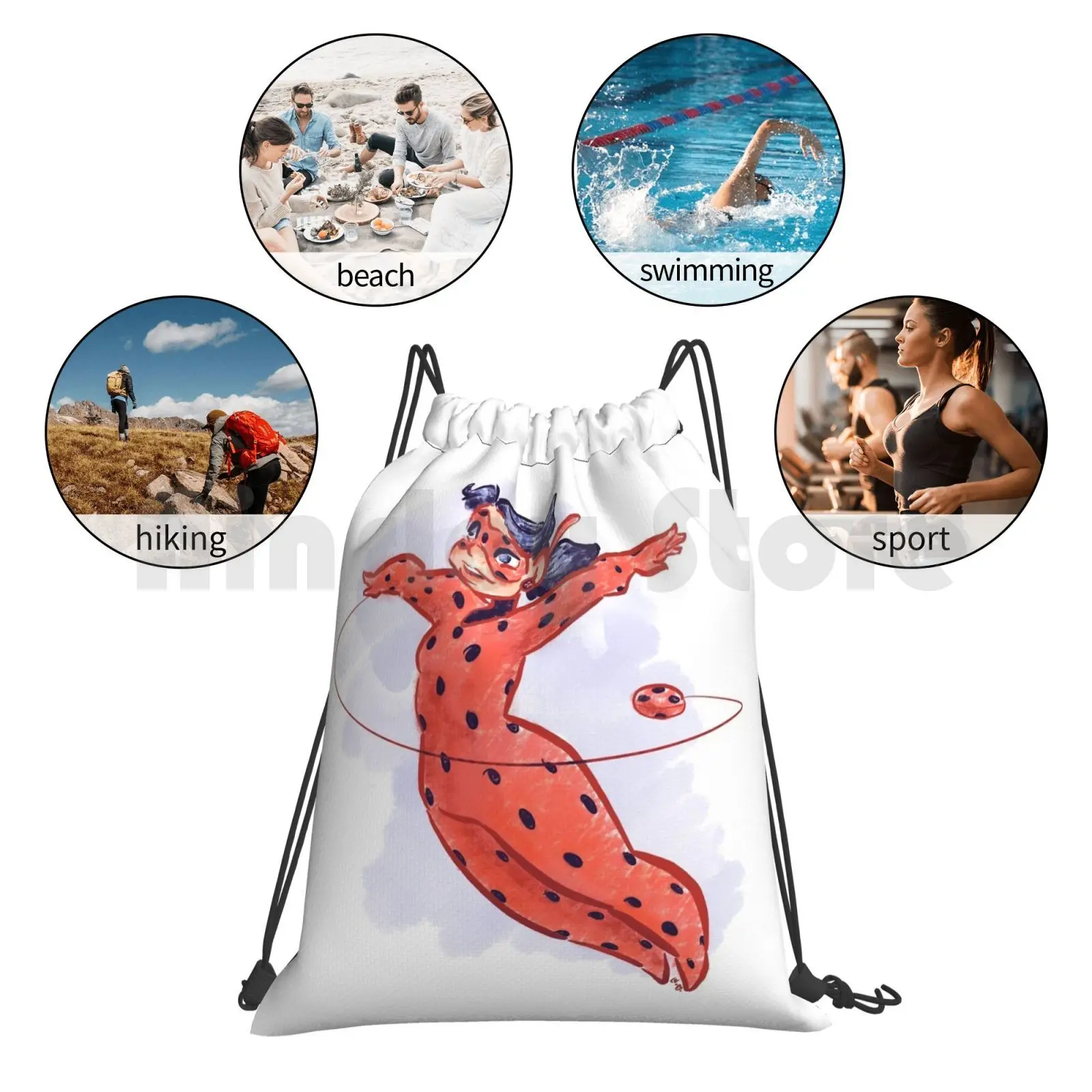 

Ladyleap Backpack Drawstring Bag Riding Climbing Gym Bag Superhero Magical Girl