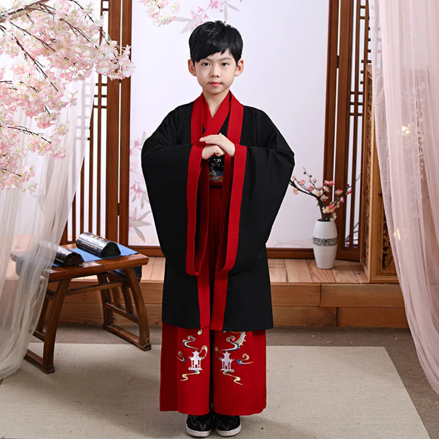 

Boy Hanfu Robe Traditional Chinese Costumes Ancient Retro Tang New Year Suit Dance Cheongsam Kimono Toddler Cloth