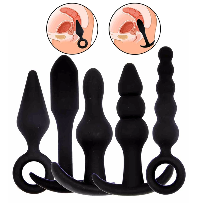 5 разных размеров стильная мягкая силиконовая Анальная пробка анальные игрушки